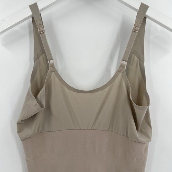 Spanx Bodysuit Open Bust Mid Thigh Shapewear Slimming Thick Straps Tan Size XL - Picture 7 of 9
